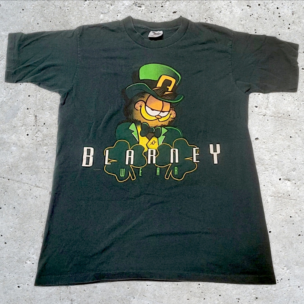 Vintage 90s Garfield Blarney St. Patricks T-shirt XL  Single Stitch USA CREWNECK